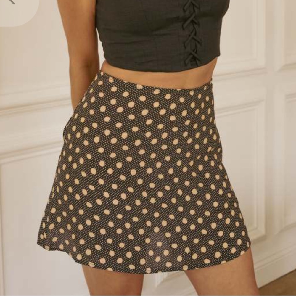 NWT Whimsy + Row Black Skirt with Beige Polka Dot Print